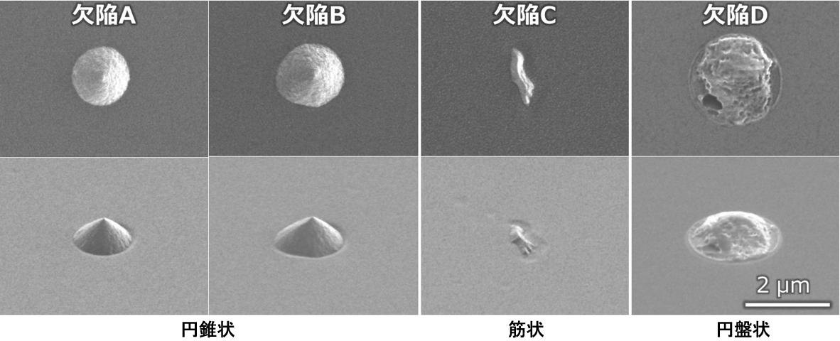 Fig.3 IRカットフィルター上の欠陥の表面観察像(SIM像)