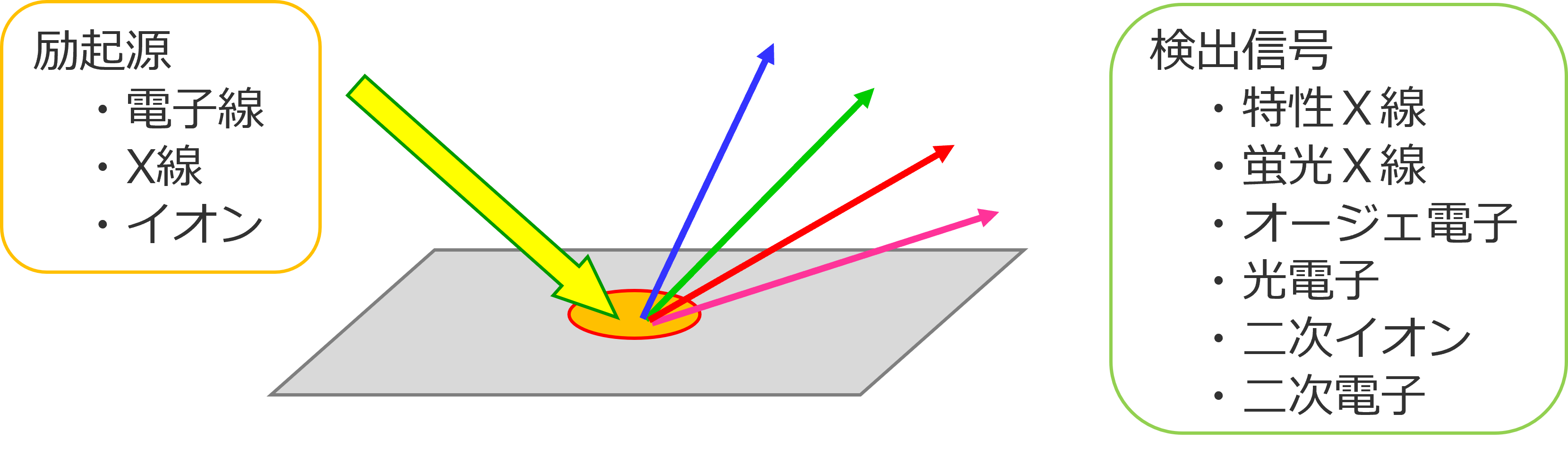励起源と検出信号