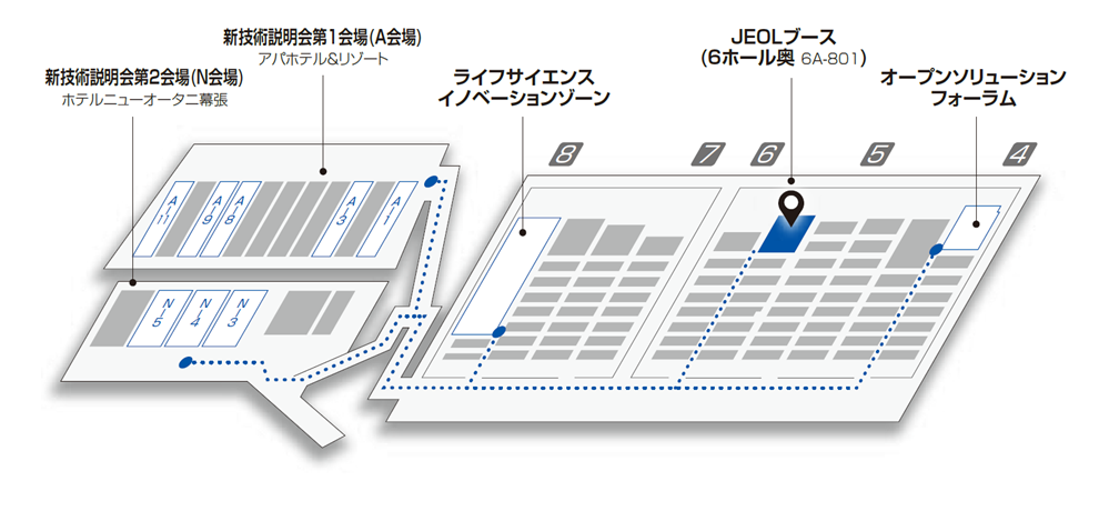 JASIS2019 会場案内図(日本電子ブース)