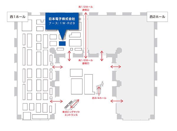 nano tech 2020 会場案内図(日本電子ブース)