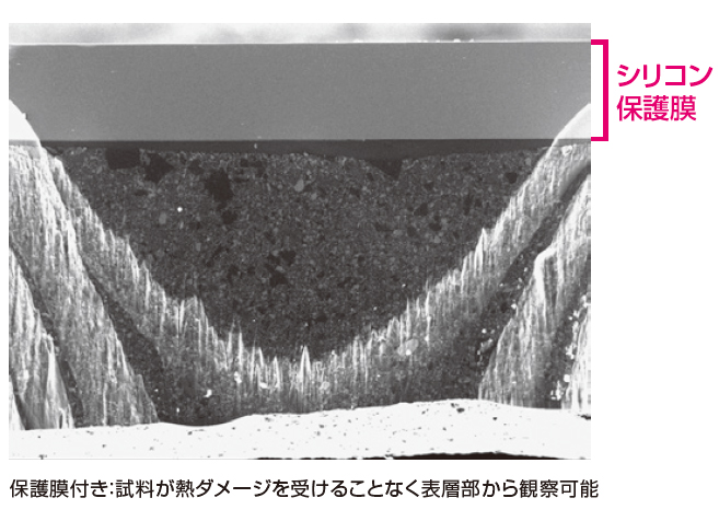 保護膜付き : 試料が熱ダメージを受けることなく表層部から観察可能