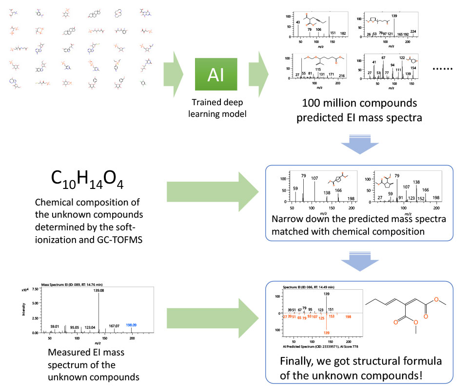 Fig.1 msFineAnalysis AI workflow for the structural analysis of unknowns