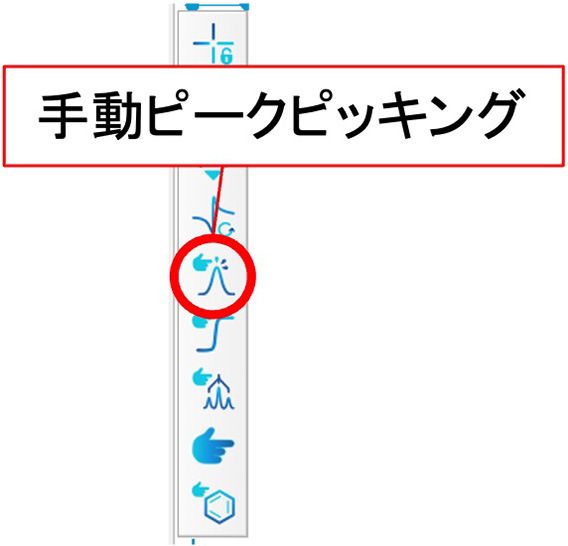 ツールバーの手動ピークピッキング