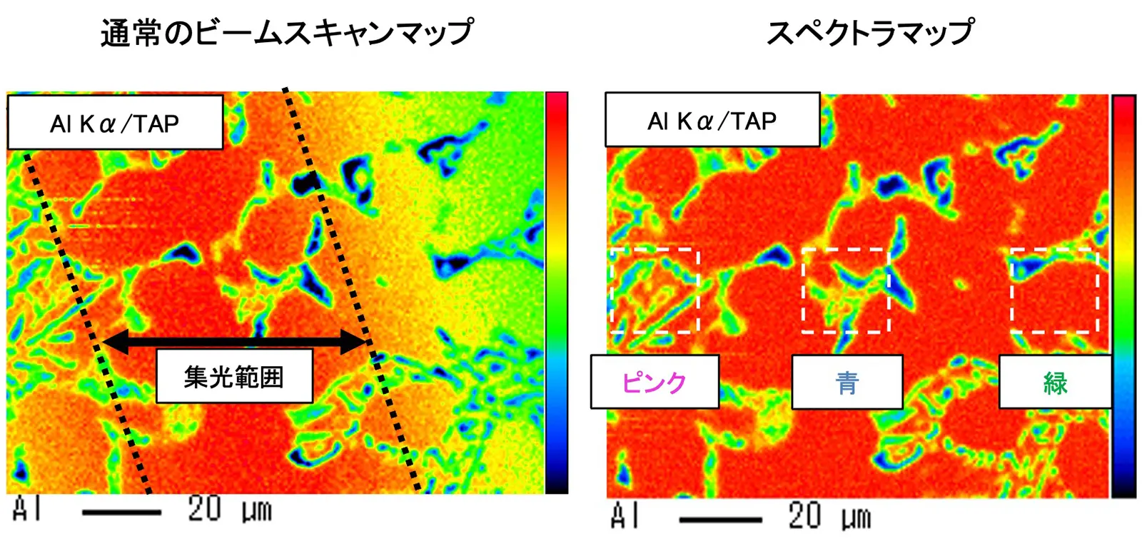 通常のビームスキャンマップとスペクトラマップ