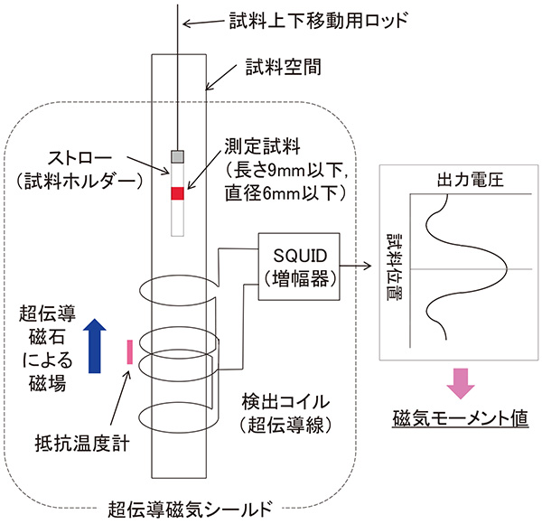 本研究で用いたSQUID磁束計の概略図。