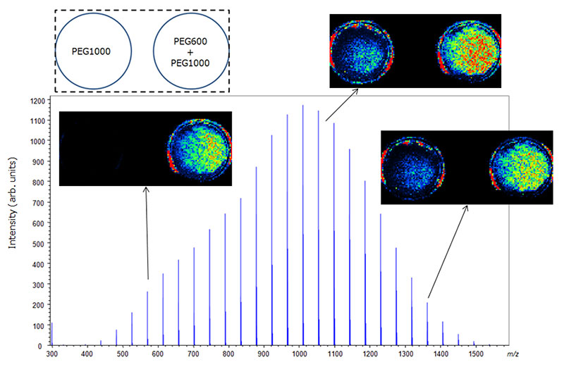 Averaged mass spectrum of entire region of sample1.