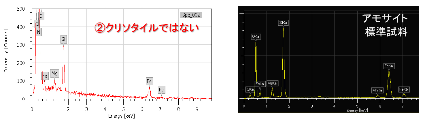図8 ②クリソタイルではないと思われる繊維の分析結果