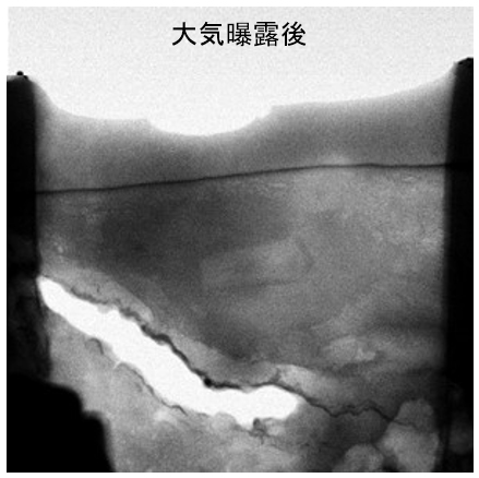 大気曝露後のBF-STEM像