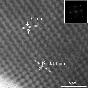 図3. JEM-1400Flash (HR) で撮影した高分解能像 (試料:金単結晶、加速電圧:120 kV)