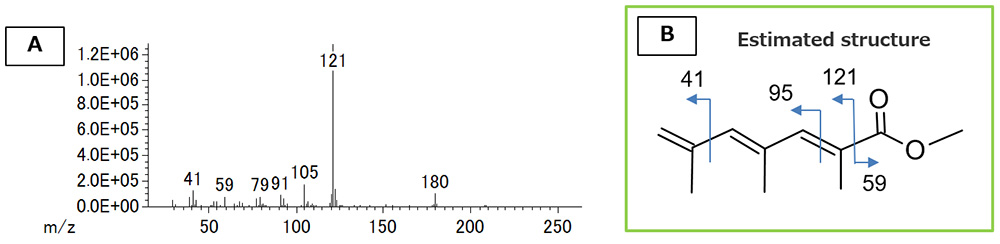 Fig. 3 Mass spectrum of Peak [1] in Figure 2A