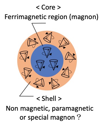 図2 磁性ナノ粒子のCore/Shell構造模式図
