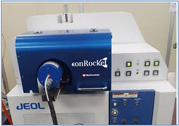 The ionRocket thermal desorption/pyrolysis system and DART Ion Source SVP mounted on the AccuTOF LC-plus 4G mass spectrometer Figure