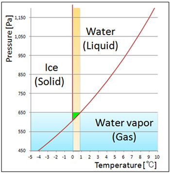 Schematic of the state diagram of water.