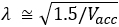 λ ≅√(1.5/V_acc )