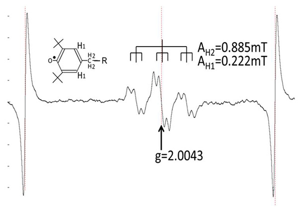 図1  IRG1010ラジカルスペクトル(250℃)